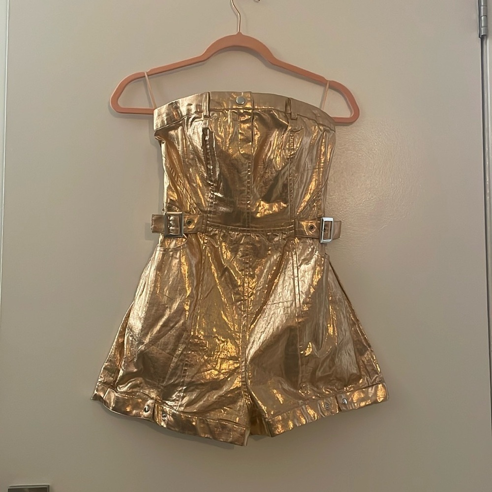 Urban Outfitters Yara Rose Metallic Gold Strapless Size XS
